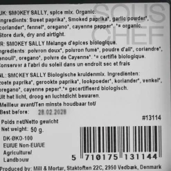 Mill & Mortar Organic Smokey Sally BBQ Rub, 50g Outlet