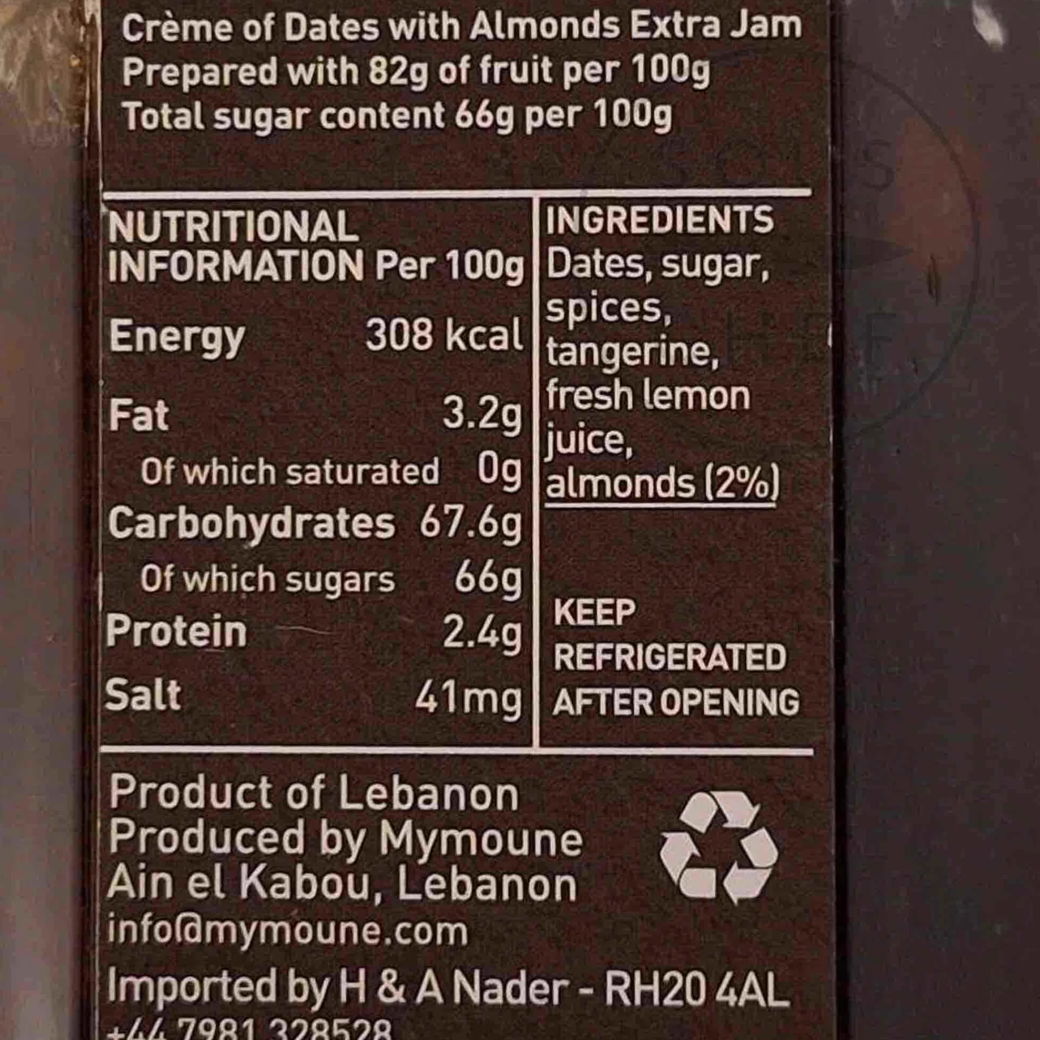 Mymoune Date & Almond Jam, 250g Online