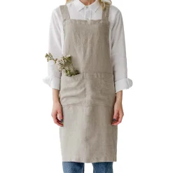 Linen Tales Natural Crossback Linen Apron Outlet