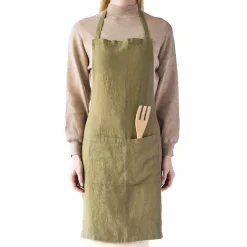 Linen Tales Olive Daily Linen Apron Outlet