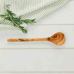 Naturally Med Olive Wood Round Spoon, 30cm