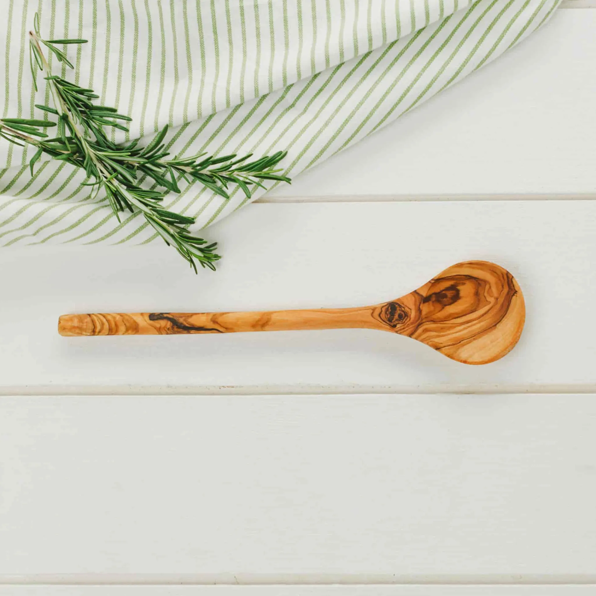 Naturally Med Olive Wood Round Spoon, 30cm