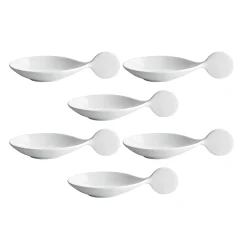 Viejovalle Pack of 6 Porcelain Canape Spoon with Circle Handle, 10cm Sale