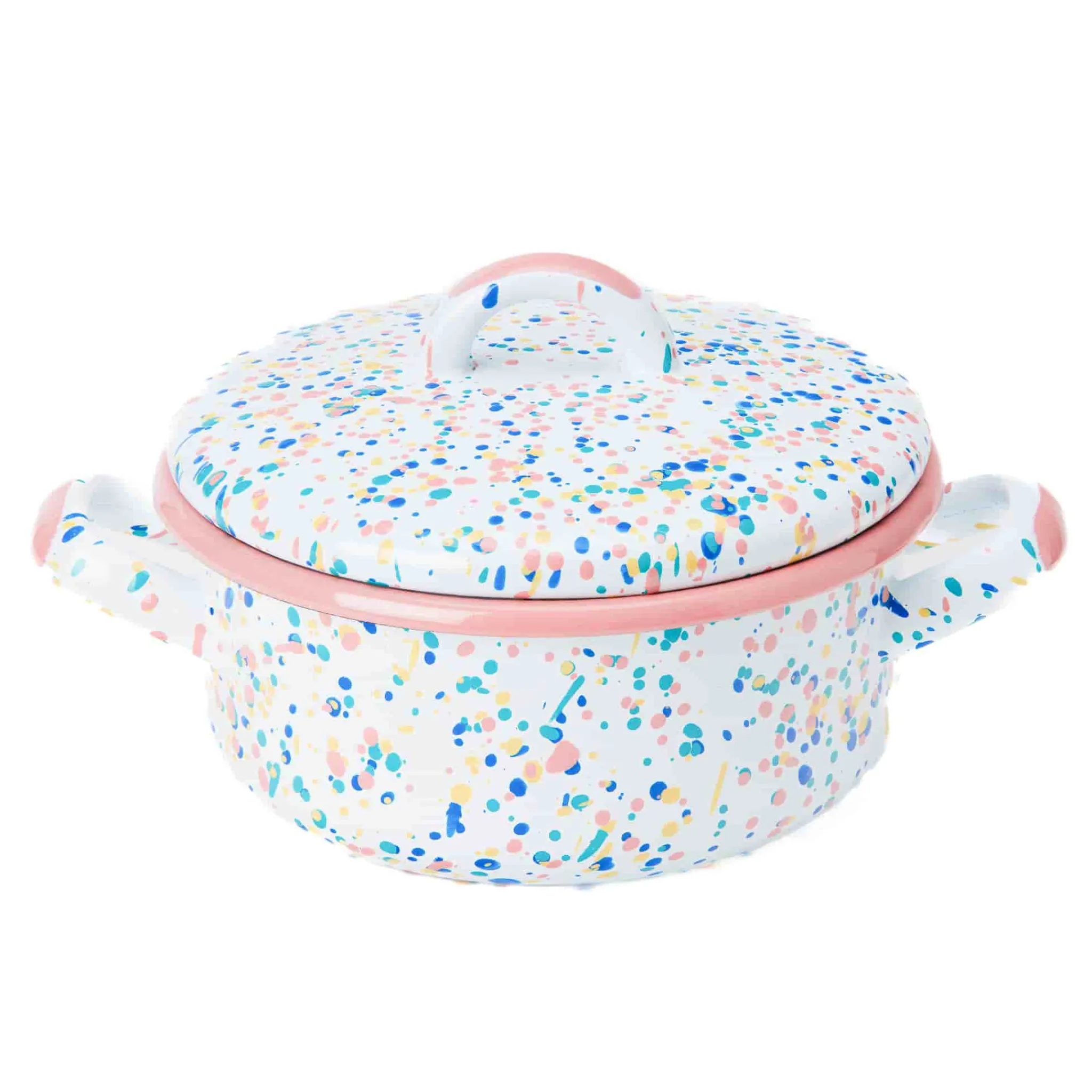 Kapka Enamel Pink Dot Enamel Casserole with Lid, 18cm Online