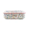 Kapka Pink Dot Enamel Square Roasting & Serving Dish, 21cm
