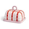 &Klevering Pink Plaid Butter Dish New