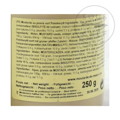 Pommery Green Peppercorn Mustard, 250g