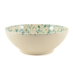 Puglia Handmade Puglia Aquamarine Splatter Large Salad Bowl, 28cm New