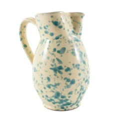 Puglia Handmade Puglia Aquamarine Splatter Ceramic Pitcher Hot