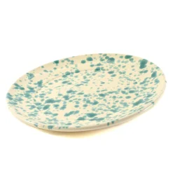 Puglia Handmade Puglia Aquamarine Splatter Dinner Plate, 27cm New