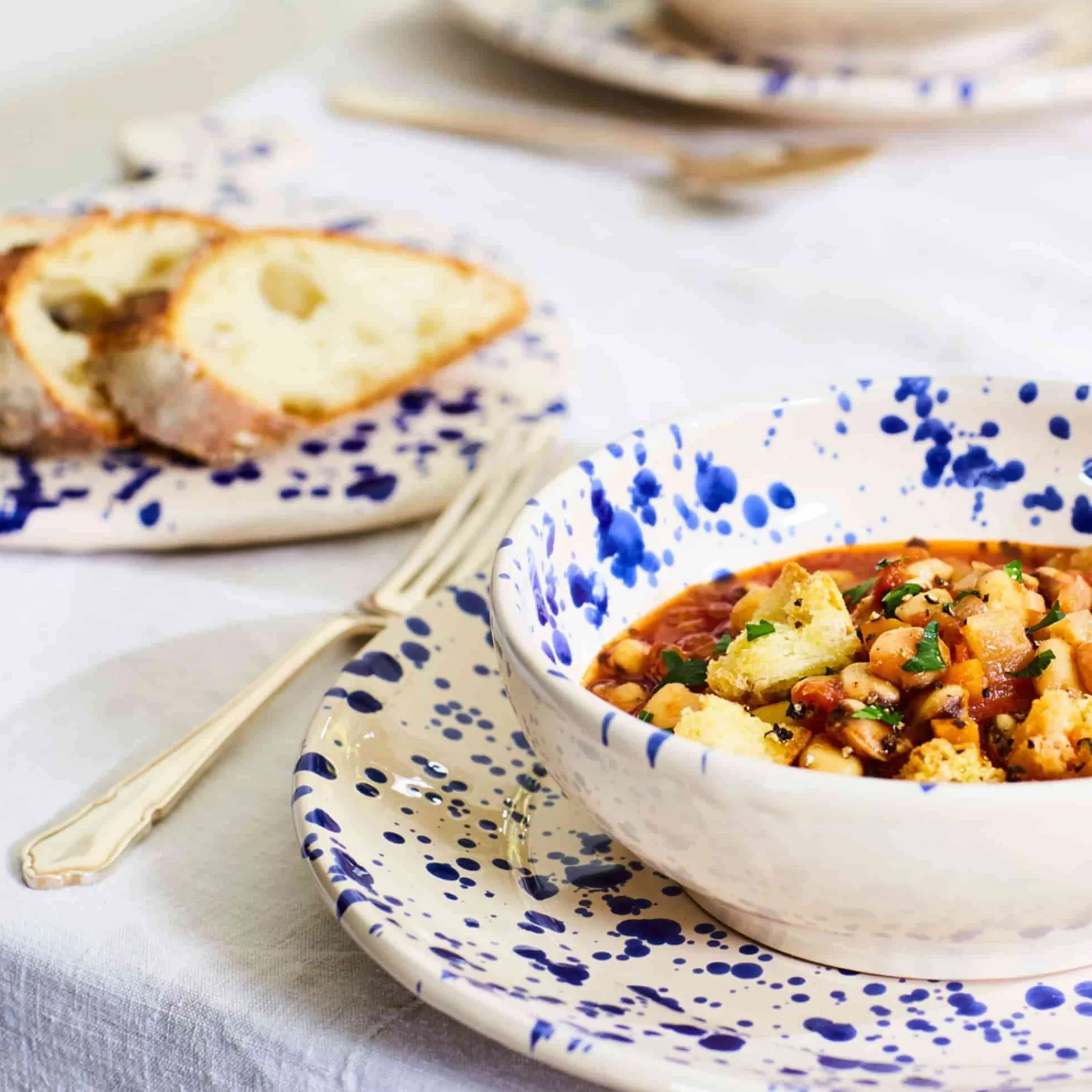 Puglia Handmade Puglia Blue Splatter Pasta Bowl, 29cm New