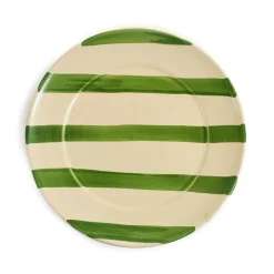 Puglia Handmade Puglia Green Stripe Dinner Plate, 27cm Clearance