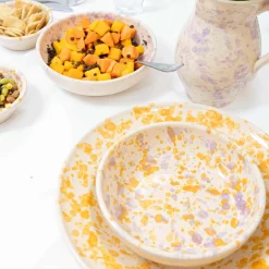 Puglia Handmade Puglia Lilac and Yellow Splatter Bowl, 12cm Online