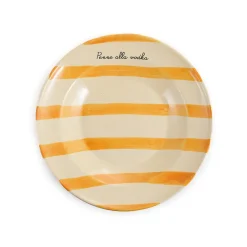 Puglia Handmade Puglia "Penne Alla Vodka" Yellow Stripe Pasta Bowl, 29cm Sale