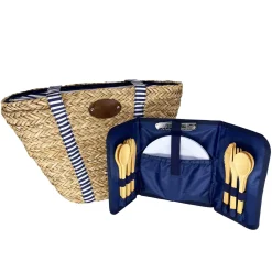 Les Jardin de la Comtesse Sac de Plage Riviera Blue Stripe Picnic Tote, 4 Person Sale