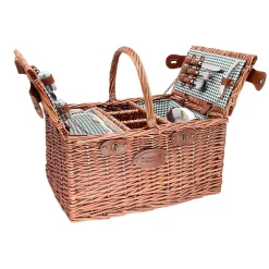 Les Jardin de la Comtesse Saint-Germain Green Gingham Picnic Basket, 4 Person Outlet