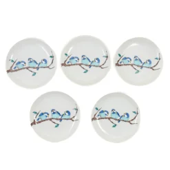 Seikou Porcelain Birds on Branch Garnish Plates, Set of 5, 5.5cm Sale