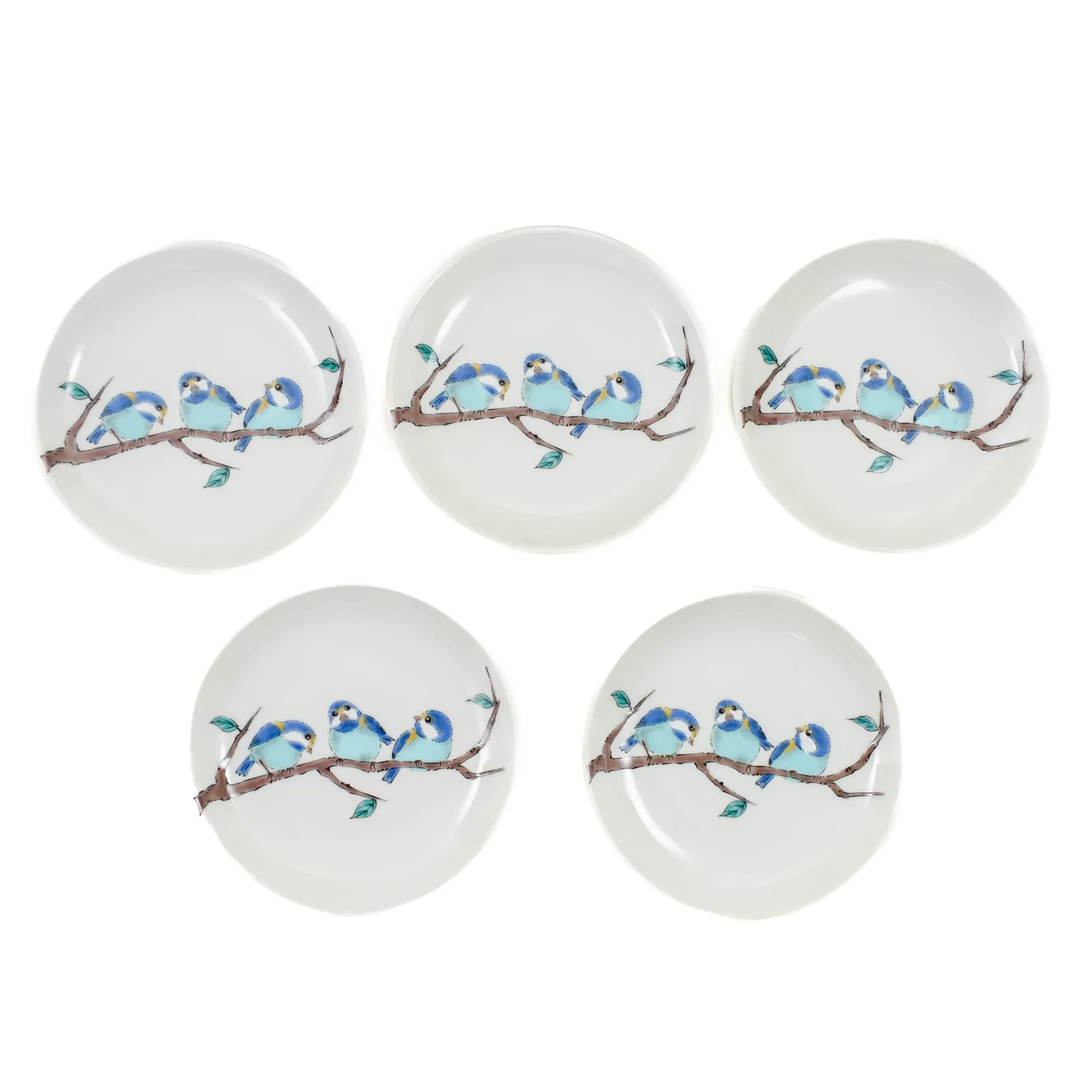 Seikou Porcelain Birds on Branch Garnish Plates, Set of 5, 5.5cm Sale