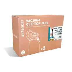 Airtender Set of 3 x Kilner Clip Top Jars with Vacuum Seal Lids