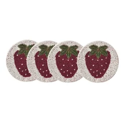 My Gifts Trade Set of 4 Beaded Strawberry Coasters Hot