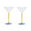 &Klevering Set of 2 Blue & Yellow Stem Martini Glasses Discount