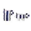 Bloomingville Set of 2 Blue Striped Cat Candle Holders Clearance
