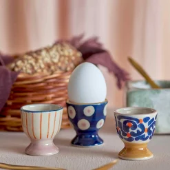 Bloomingville Set of 3 Eviaya Patterned Egg Cups Outlet