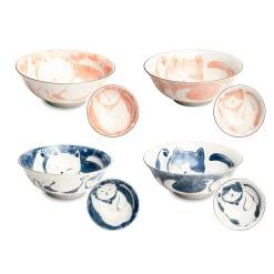 Emro Aziatica Set of 4 Japanese Cat Bowls, 14.5cm Best