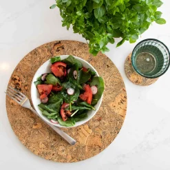 Liga Set of 4 Marbled Cork Round Coasters, 10cm Online