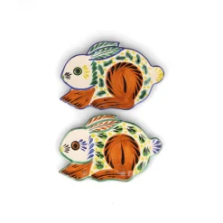 Gorky Pottery Set of 2 Mexican Hand Painted Rabbit Plates, 17cm Online