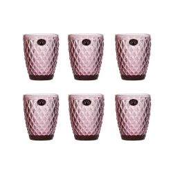 Bright Glassware Set of 6 Purple Diamond Tumblers, 270ml Hot