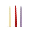 &Klevering Set of 3 Red and Purple Twisted Candles