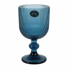 Bright Glassware Set of 6 Ribbed Blue Wine Glasses, 255ml Best