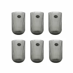 Bright Glassware Set of 6 Ribbed Green Highball Glasses, 430ml Hot