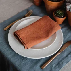 Linen Tales Set of 2 Rust Linen Napkins