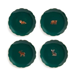 &Klevering Set of Four Woodland Animal Side Plates, 17cm Outlet