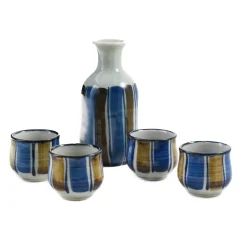 Kiji Stoneware & Ceramics Shima Sake Set, 5 Pieces New