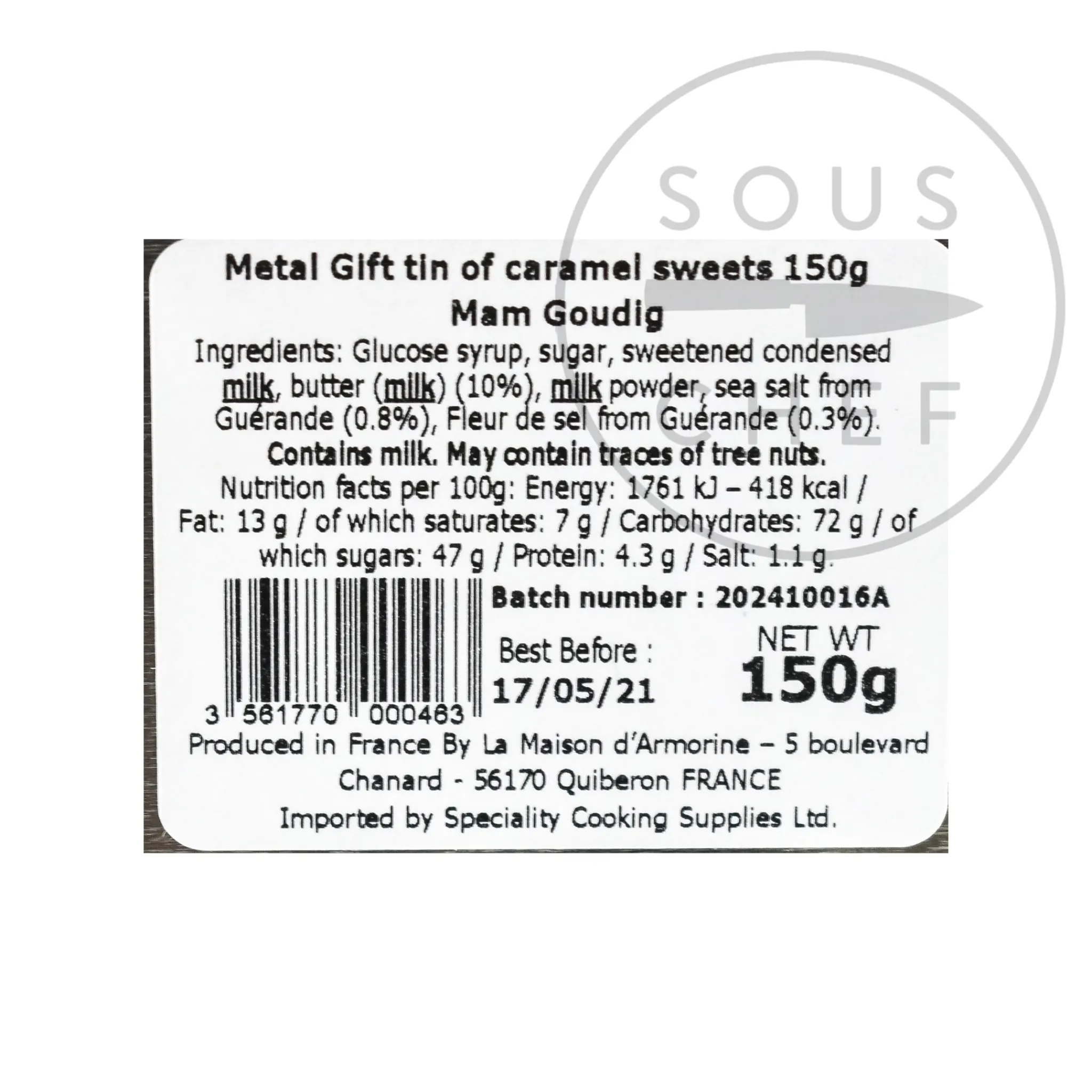 Maison D'Armorine Short Dated French Salted Butter Caramels in Gift Tin, 150g Outlet