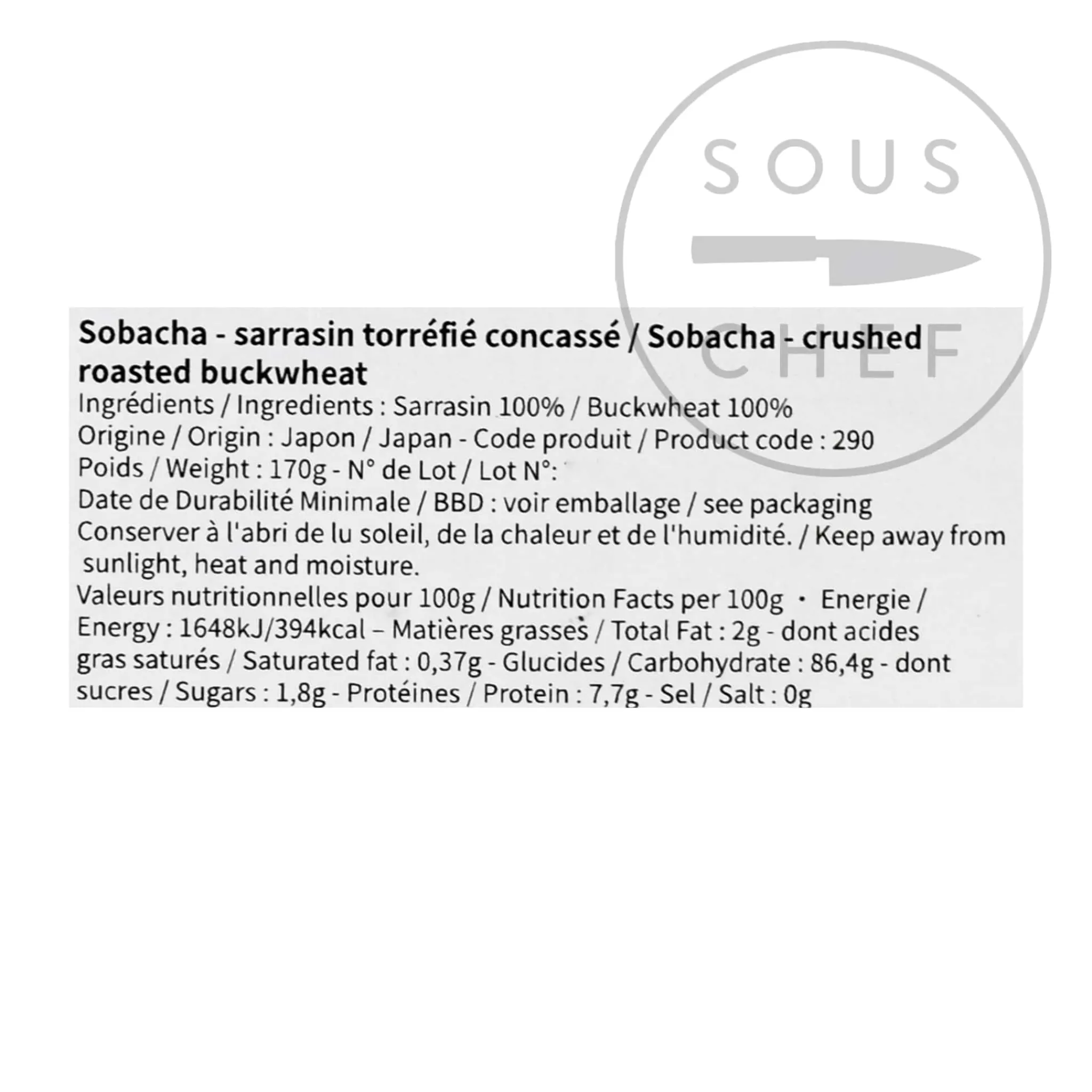 Nikkoku Seifun Sobacha - Crushed Roasted Buckwheat Seeds, 170g Hot