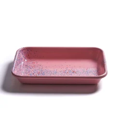 Kapka Enamel Splatter Fest Enamel Roasting and Serving Dish, Pink New