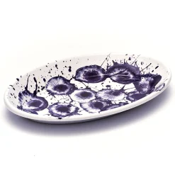 Kapka Enamel Splatter Madness Enamel Oval Serving Plate, Purple, 31cm Clearance