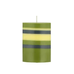 British Colour Standard Striped Pillar Candle, Olive & Navy, 10cm Best