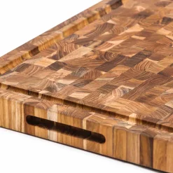 Teakhaus End Grain Butcher Block With Juice Canal, Medium Hot