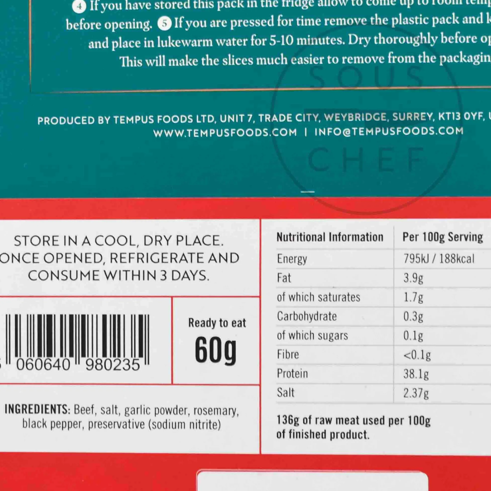 Tempus British Bresaola, 60g Discount