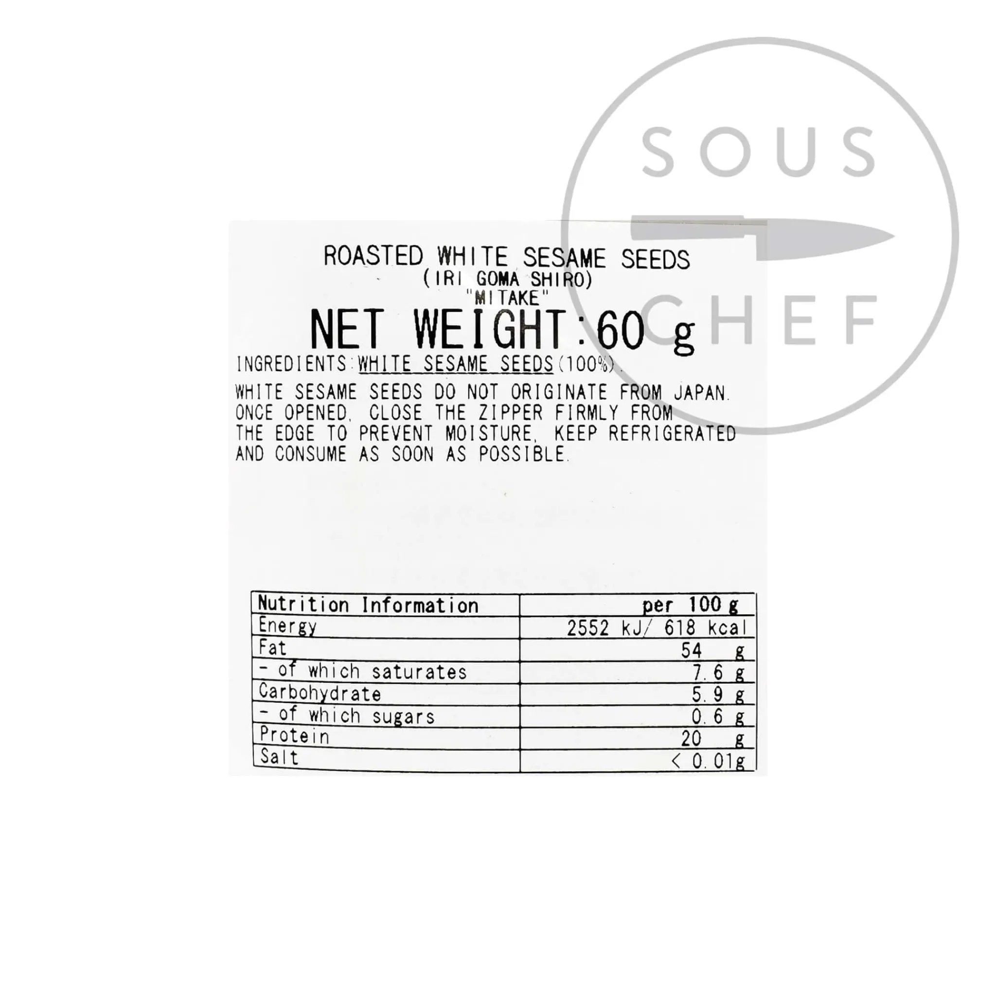 Mitake Toasted White Sesame Seeds, 60g New