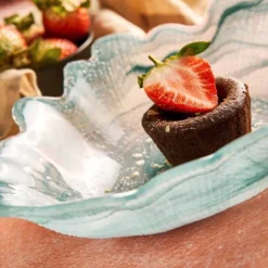 Turkish Tableware Turquoise Marble Glass Serving Bowl, 40x30cm Online