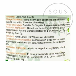 Special Ingredients Vegan Lactic Acid Powder, 100g Clearance
