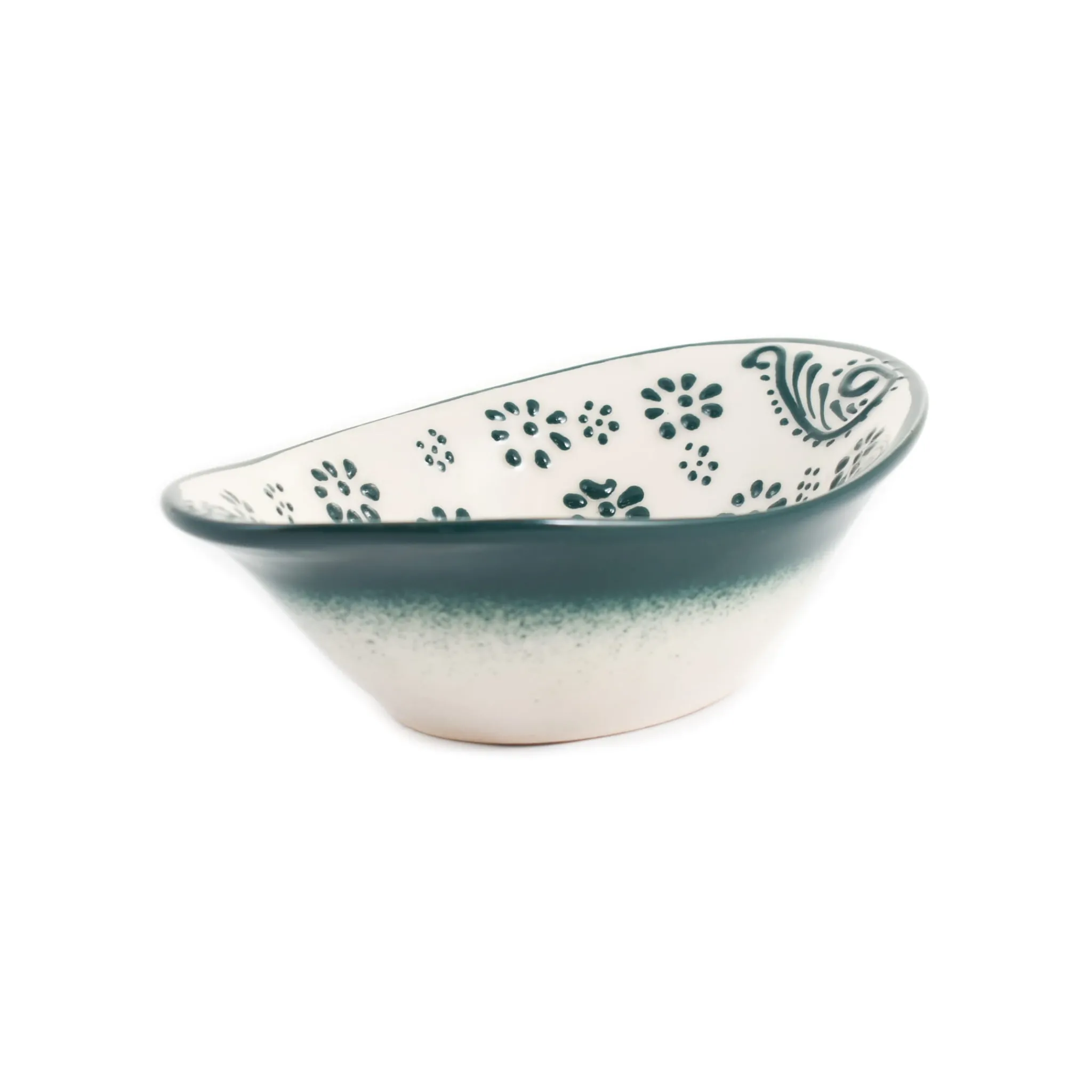 El Boyali Seramikler Yesil Ve Beyaz Boyali Oval Bowl, 16cm Online