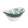 El Boyali Seramikler Yesil Ve Beyaz Boyali Oval Bowl, 10.5cm