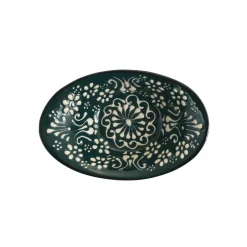 El Boyali Seramikler Yesil Ve Beyaz Boyali Oval Bowl, 12.5cm Best